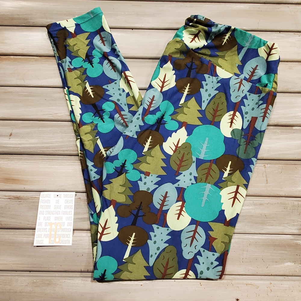 LuLaRoe Leggings TC  Tall and Curvy   NWOT Vintage Trees Forest Print
